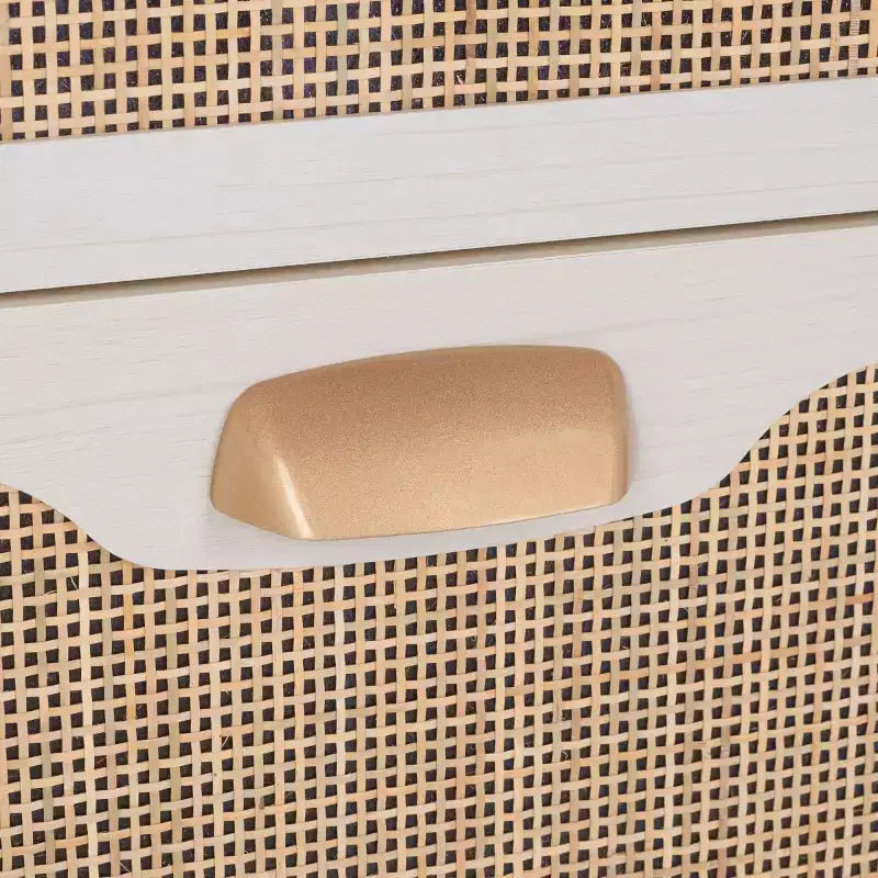 2-Drawer Nightstand with Rattan Mesh