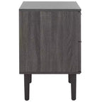Comodino a 2 cassetti con rete in rattan