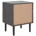 Comodino a 2 cassetti con rete in rattan