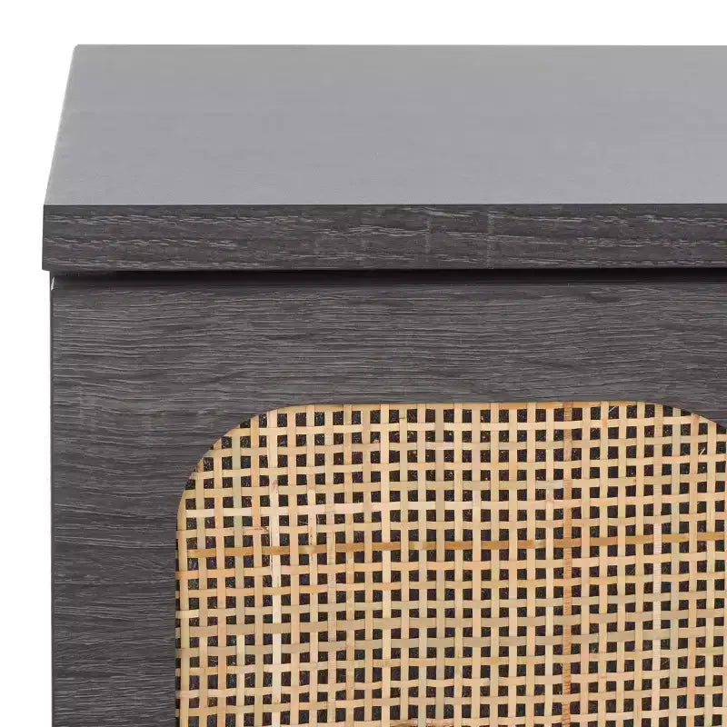 2-Drawer Nightstand with Rattan Mesh
