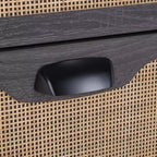 Comodino a 2 cassetti con rete in rattan