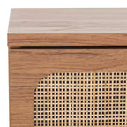 Comodino a 2 cassetti con rete in rattan