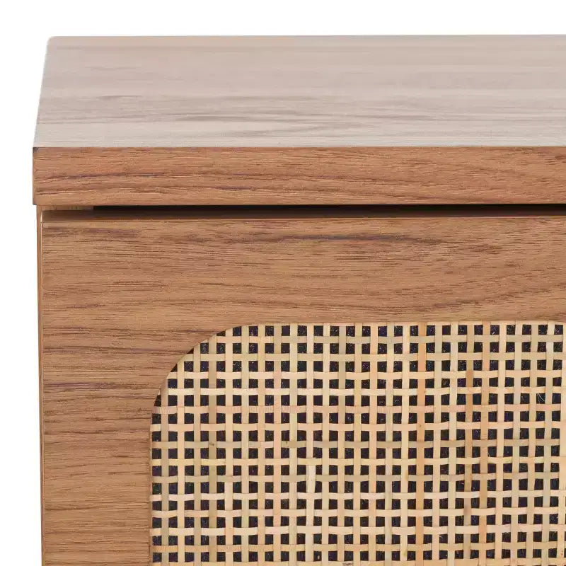 2-Drawer Nightstand with Rattan Mesh
