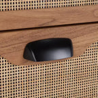 Comodino a 2 cassetti con rete in rattan