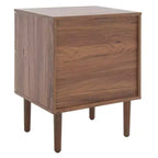 Comodino a 2 cassetti con rete in rattan