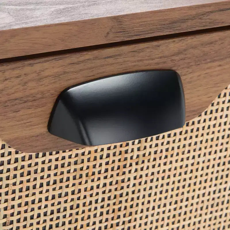 2-Drawer Nightstand with Rattan Mesh