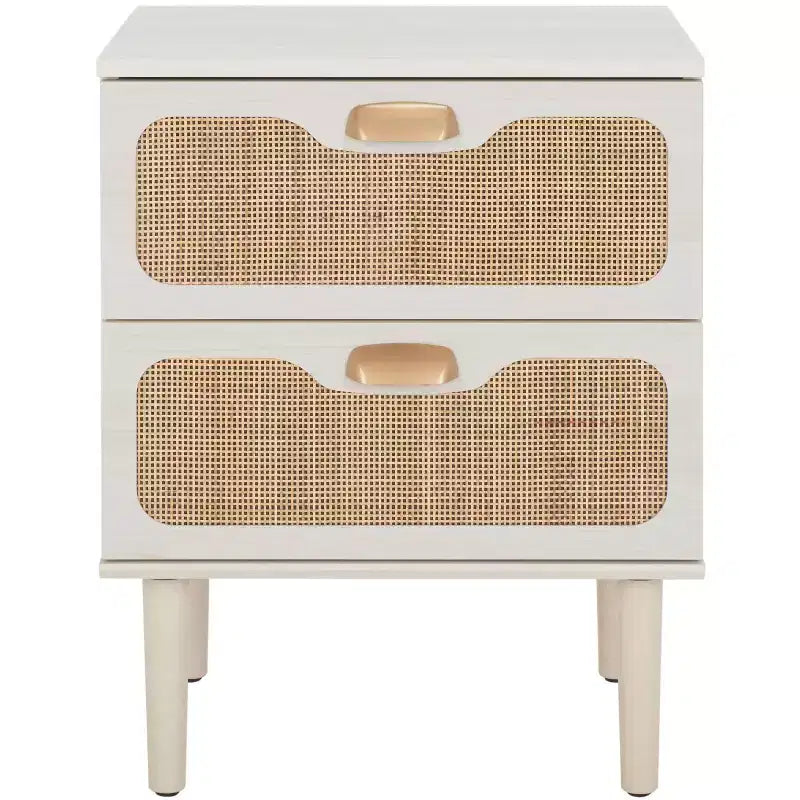 2-Drawer Nightstand with Rattan Mesh