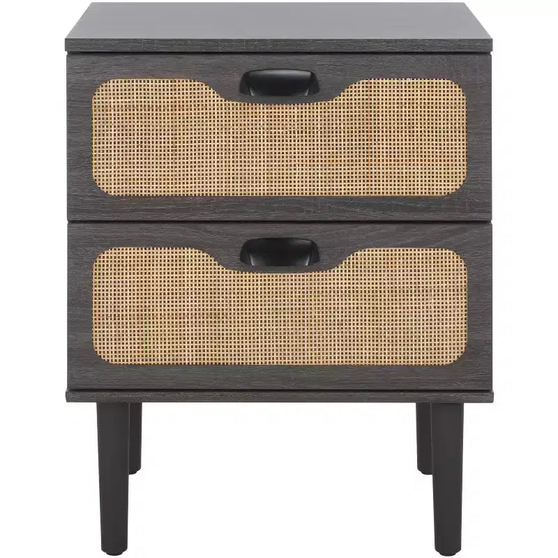 2-Drawer Nightstand with Rattan Mesh