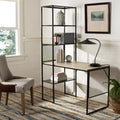 Black Industrial Writing Desk with Open Shelves
