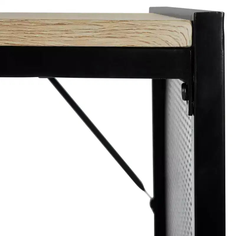 Black Industrial Writing Desk with Open Shelves