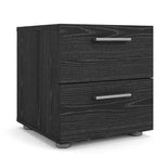 Comodino a 2 cassetti, venatura legno nera