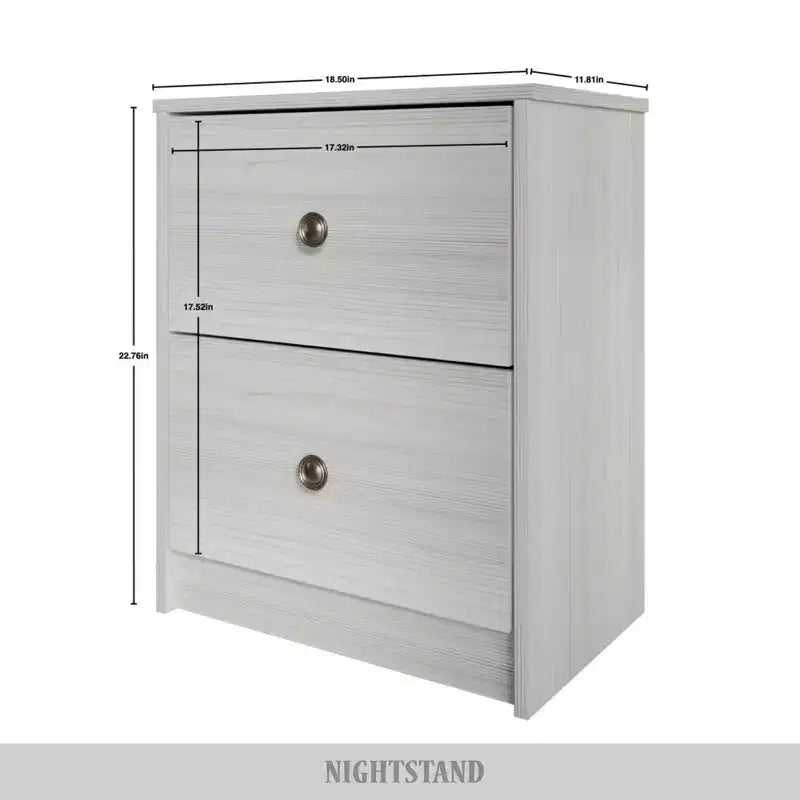 2 Drawer Nightstand with Storage