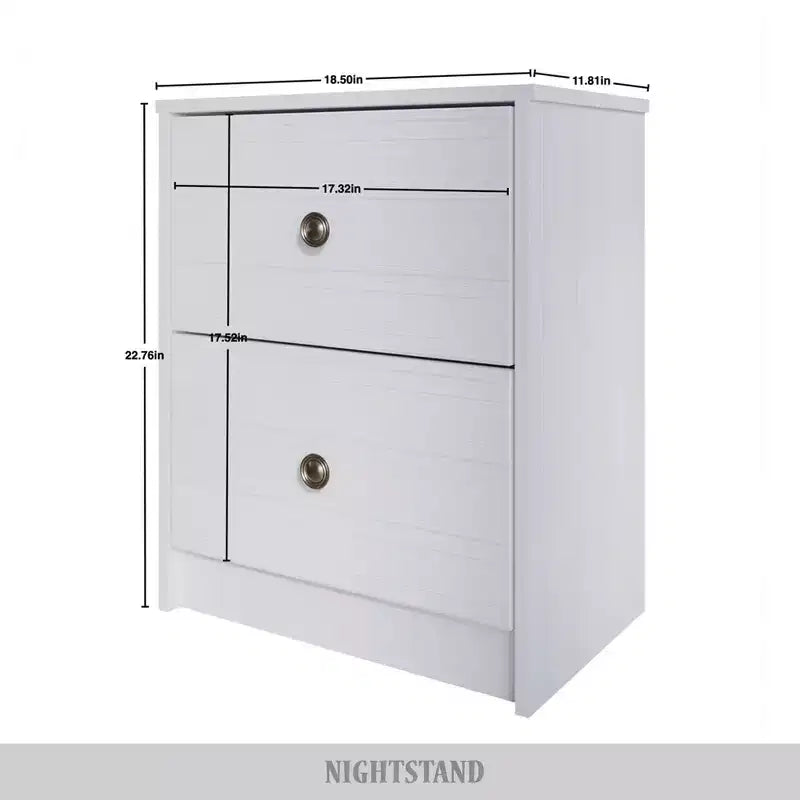2 Drawer Nightstand with Storage