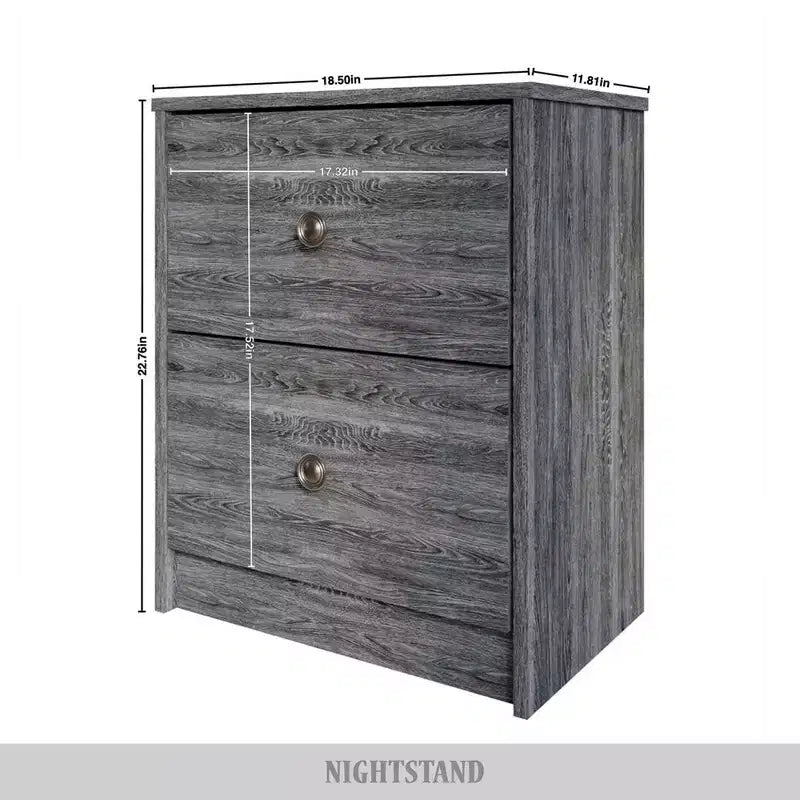 2 Drawer Nightstand with Storage