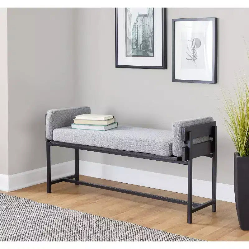 45" Upholstered Bench with Metal Frame