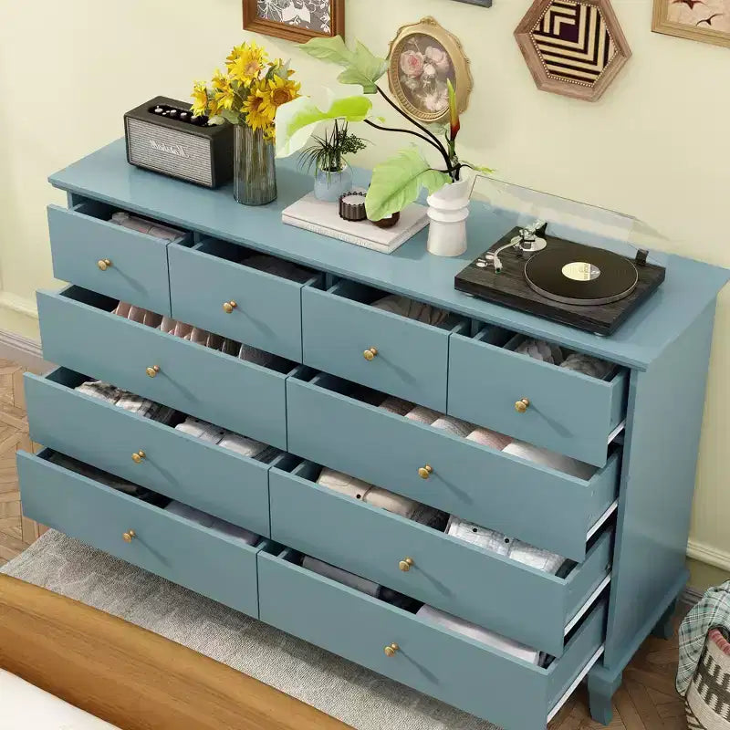 10-Drawer Cabinet Dresser Chest with Metal Handles