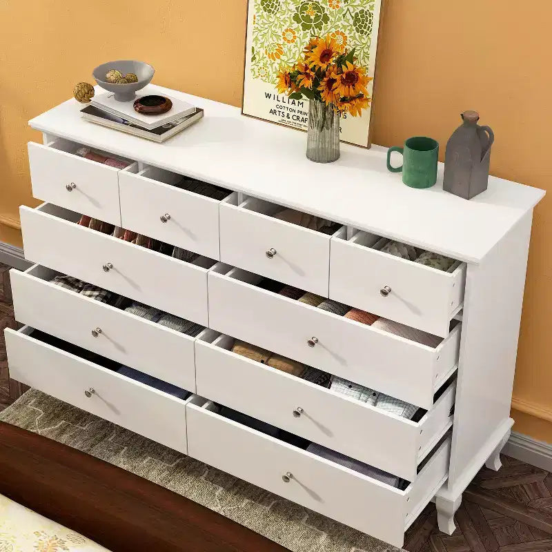 10-Drawer Cabinet Dresser Chest with Metal Handles