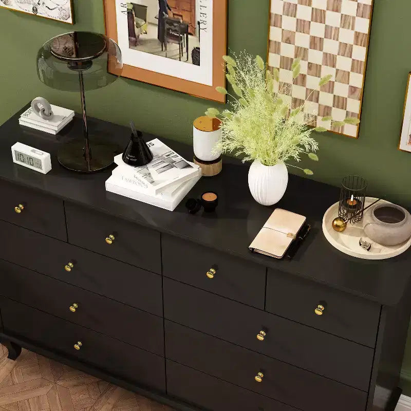 10-Drawer Cabinet Dresser Chest with Metal Handles