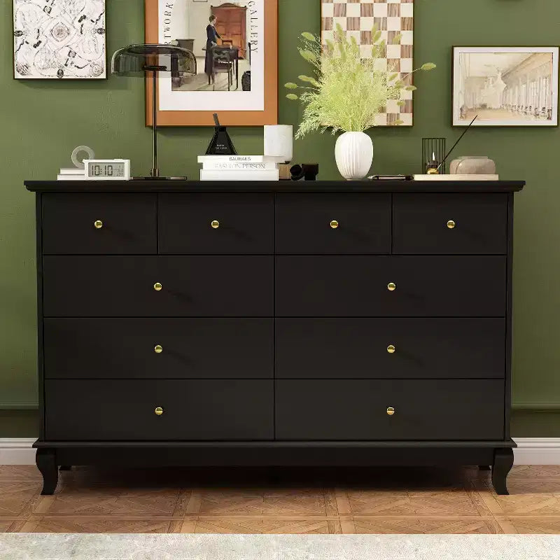 10-Drawer Cabinet Dresser Chest with Metal Handles