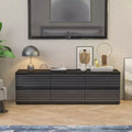 Famapy Sophisticated Black Striped 6 - Drawer Cabinet / Dresser / TV Stand: A Blend of Style and Function for Multiple Uses