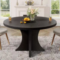 47-Inch Round Dining Table for 4 to 6 People, Wood Top with Pedestal Base