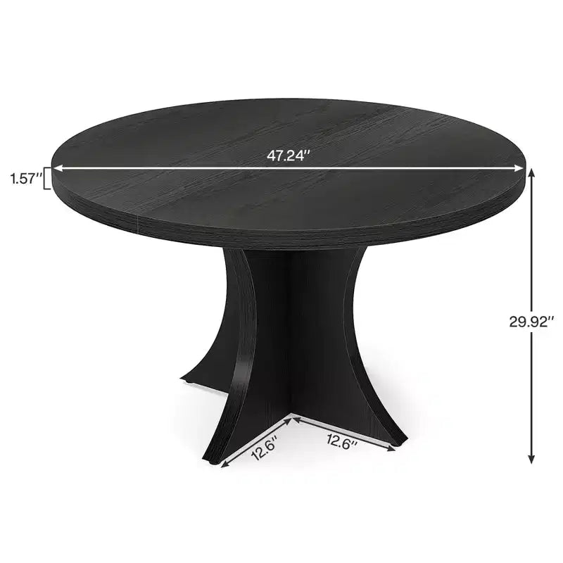 47-Inch Round Dining Table for 4 to 6 People, Wood Top with Pedestal Base