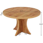 Tavolo da pranzo rotondo da 47 pollici per 4-6 persone, piano in legno con base a piedistallo
