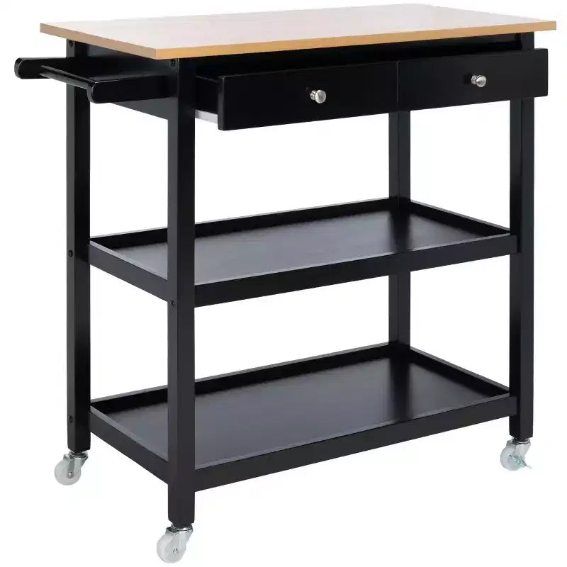2 Drawer 3 Shelf Kitchen Cart with Locking Wheels