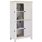 HOMCOM Bathroom Cabinet, Bathroom Floor Cabinet with Adjustable Shelves, Freestanding Storage Cabinet with Doors, White