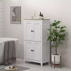 Mobiletto da bagno con ripiani regolabili, mobiletto indipendente con ante, bianco