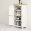 Bathroom Floor Cabinet with Adjustable Shelves, Freestanding Storage Cabinet with Doors, White