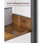 Scaffale a 6 livelli con pannelli posteriori, 30 x 60 x 178 cm, stile industriale, marrone rustico e nero