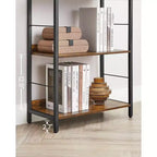 Scaffale a 6 livelli con pannelli posteriori, 30 x 60 x 178 cm, stile industriale, marrone rustico e nero