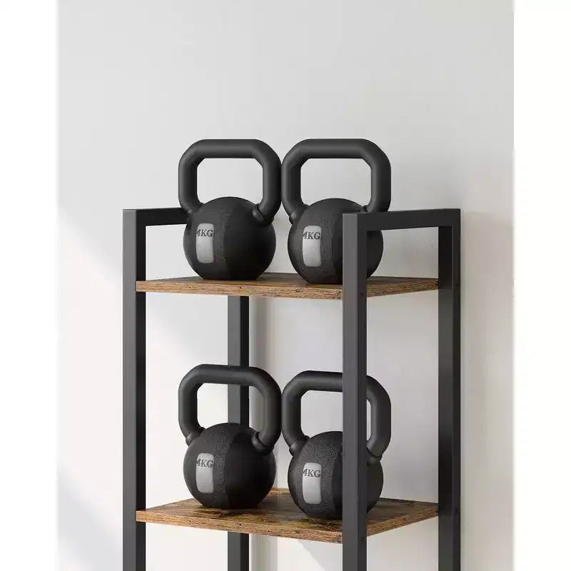 6-Tier Bookshelf with Back Panels, 11.8 x 23.6 x 70.1 Inches, Industrial Style, Rustic Brown and Black