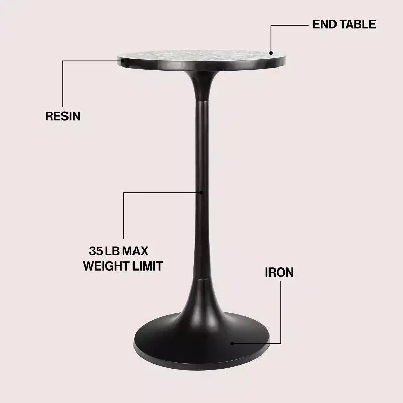 25" Bohemian Metal & Resin Inlay End Table