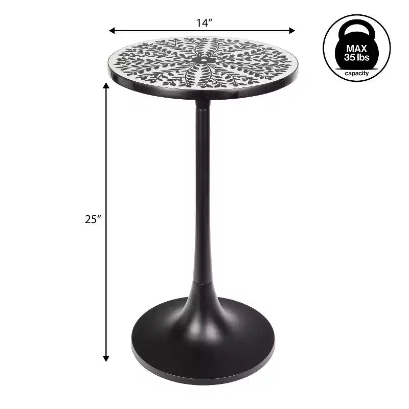 25" Bohemian Metal & Resin Inlay End Table