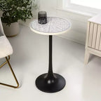 Tavolino rotondo 63,5 cm con intarsio in metallo e resina motivo Bohémien