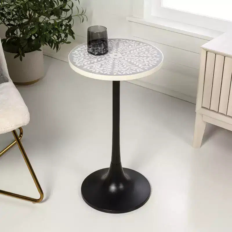 25" Bohemian Metal & Resin Inlay End Table
