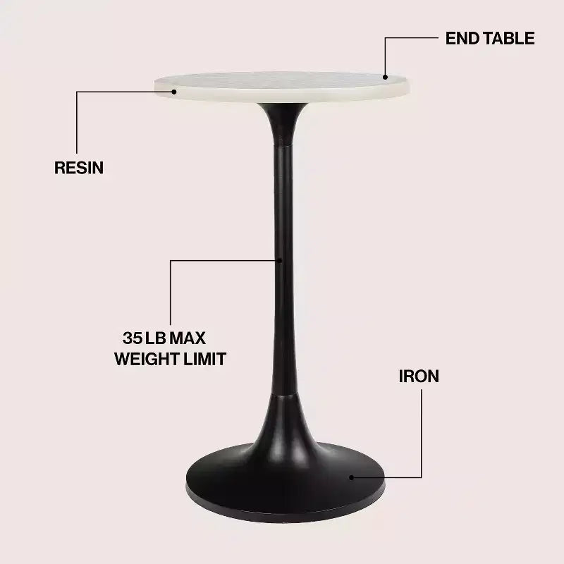 25" Bohemian Metal & Resin Inlay End Table