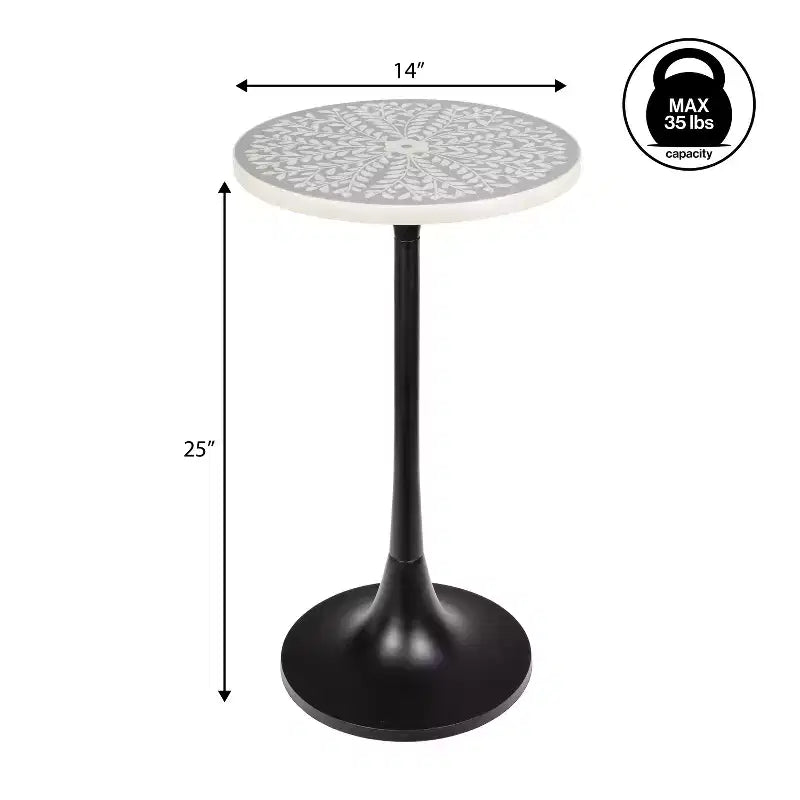 25" Bohemian Metal & Resin Inlay End Table