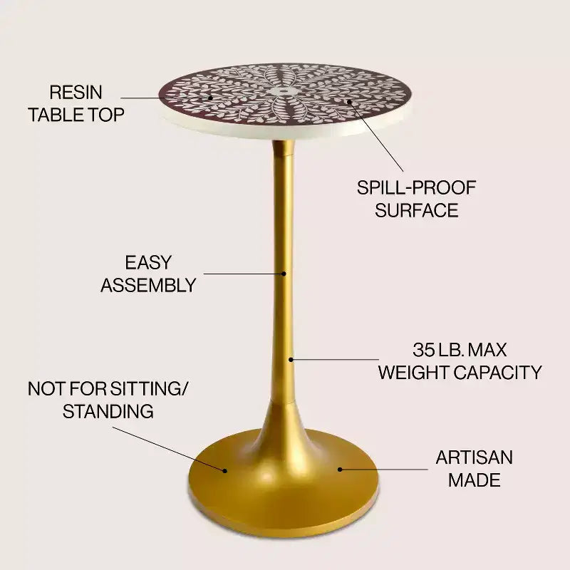 25" Bohemian Metal & Resin Inlay End Table