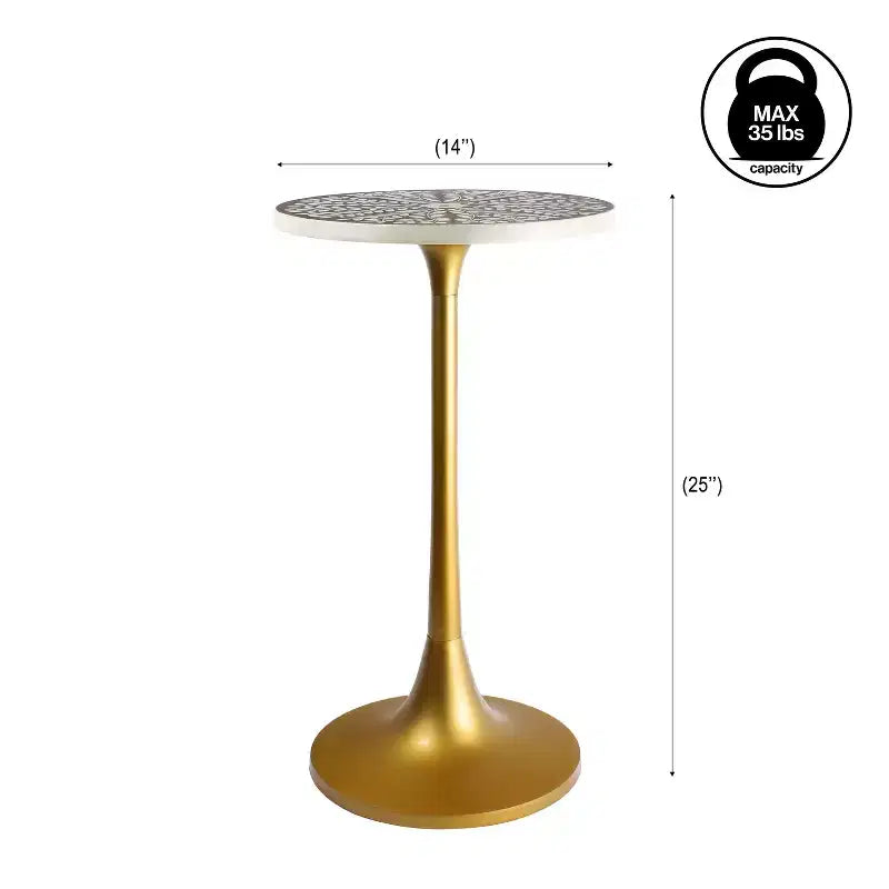 25" Bohemian Metal & Resin Inlay End Table
