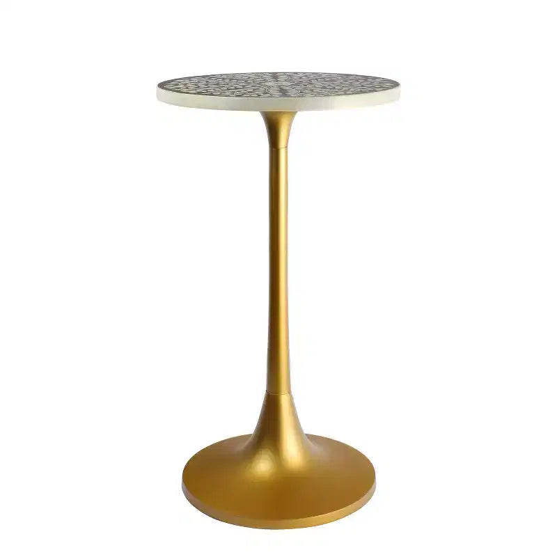 25" Bohemian Metal & Resin Inlay End Table