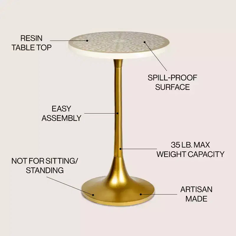 25" Bohemian Metal & Resin Inlay End Table