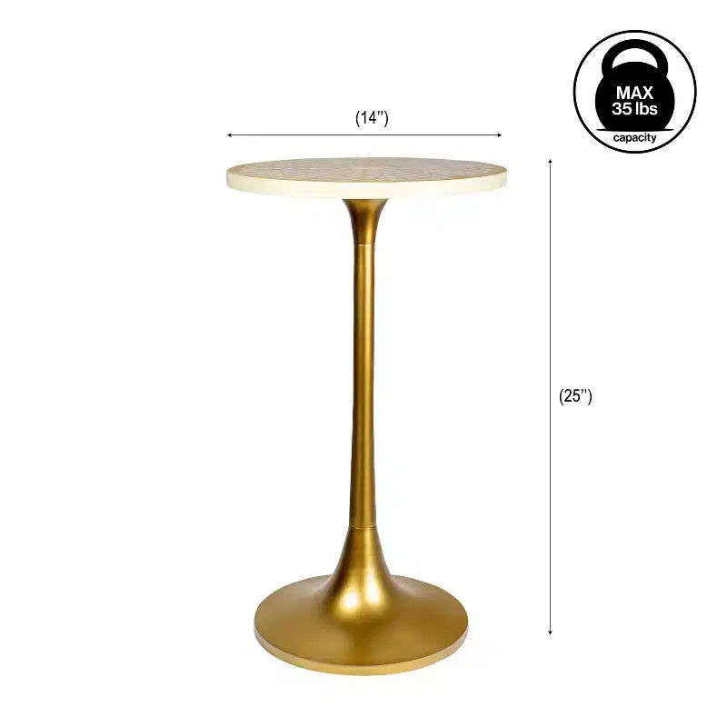 25" Bohemian Metal & Resin Inlay End Table