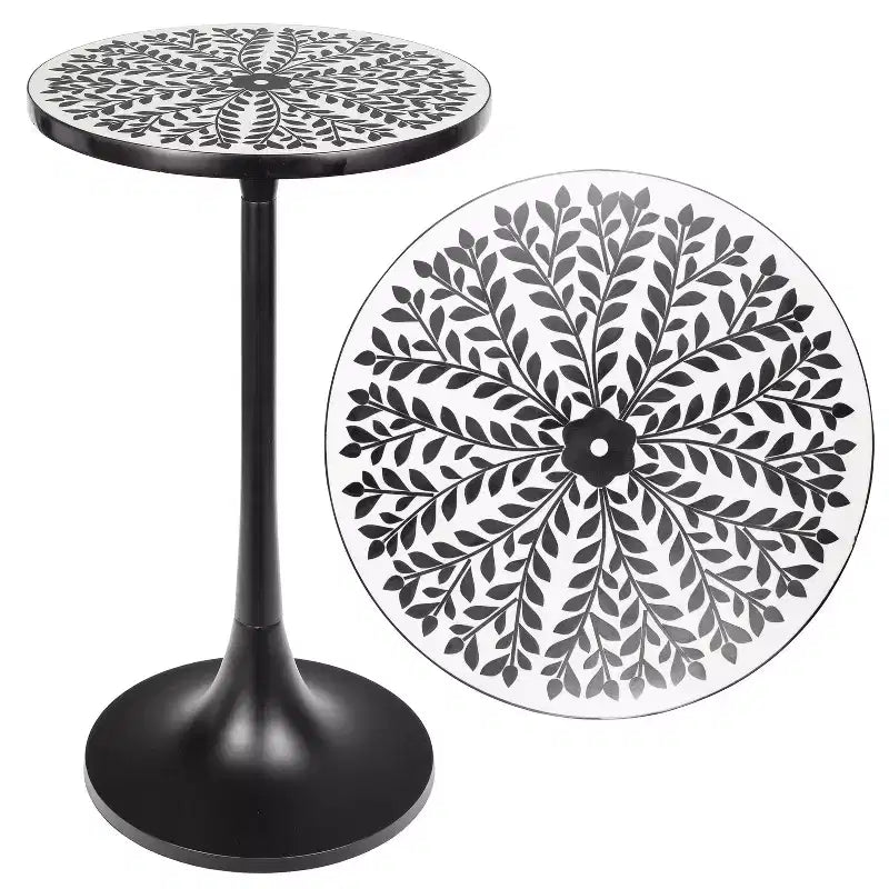 25" Bohemian Metal & Resin Inlay End Table