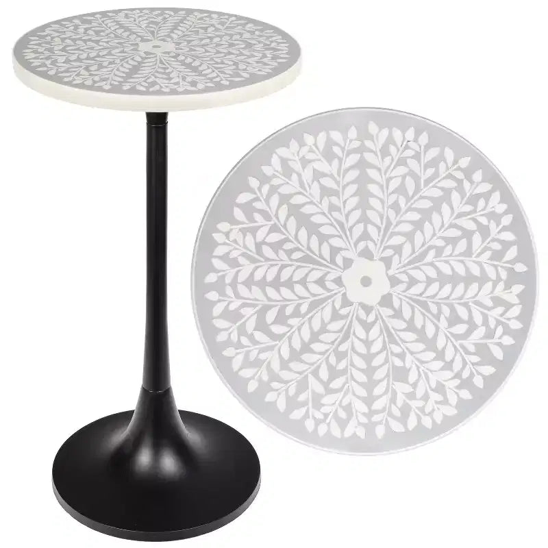25" Bohemian Metal & Resin Inlay End Table