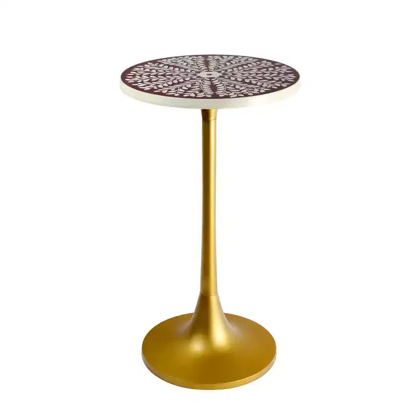 25" Bohemian Metal & Resin Inlay End Table