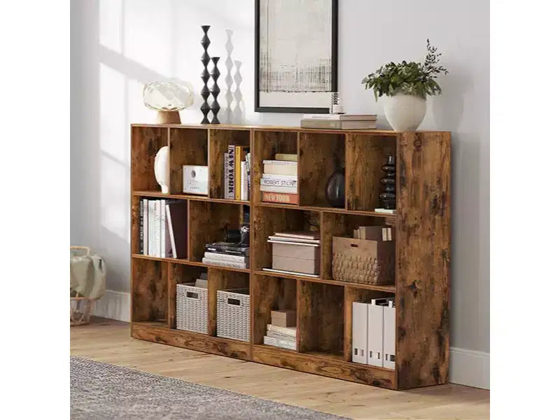 8-Compartment Freestanding Bookcase with Open Storage