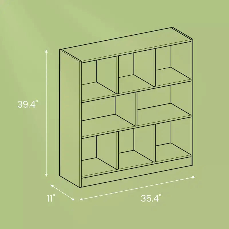 8-Compartment Freestanding Bookcase with Open Storage